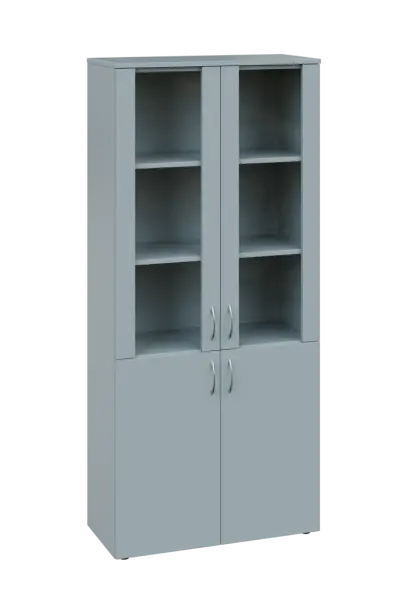 CLE 5 - 8RR lékařská skříň, 4-dveřová, 2x skleněné dveře, 2x zámek, 1800x800x400, šedá